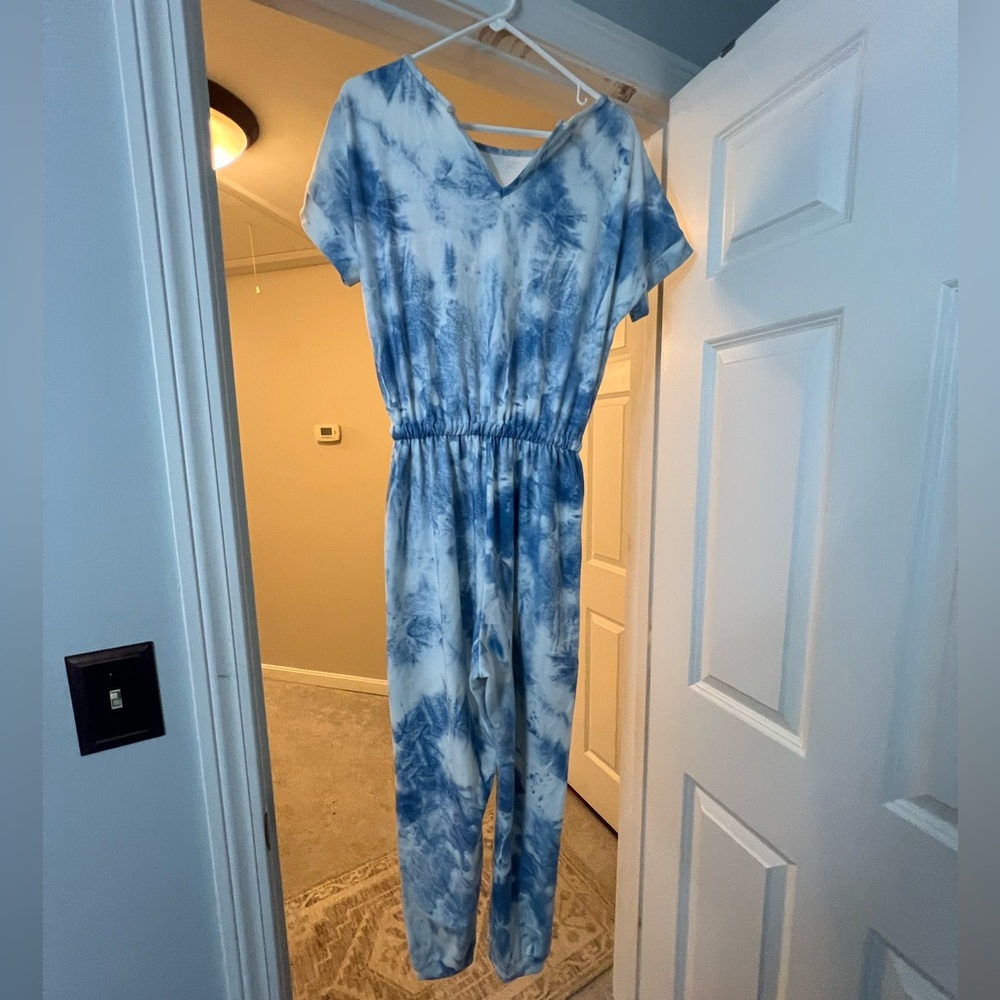 Blue Tie-Dye Jumpsuit